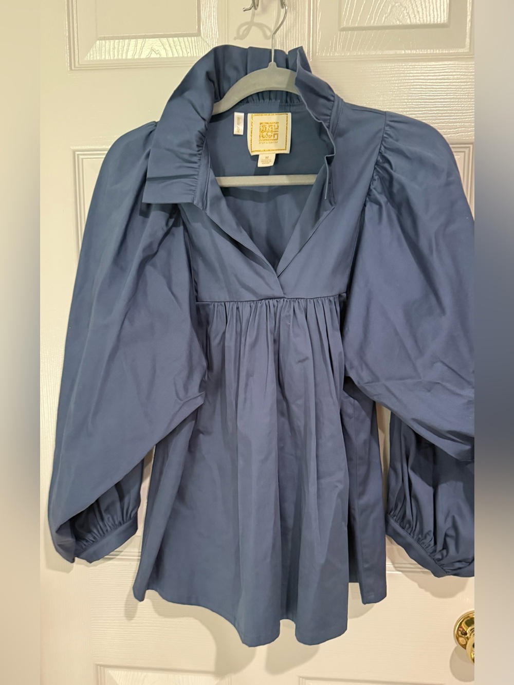Blue Women's Puff-Sleeve Blouse